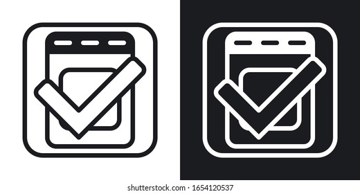 To-do list or checklist app icon for smartphone, tablet, laptop or other smart device with mobile interface. Minimalistic two-tone version on black and white background