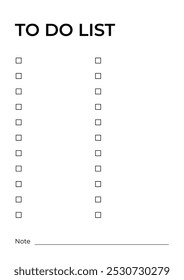 To-do list. Checklist template. Vector