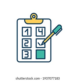 To-do list creating RGB color icon. Schedule, checklist, worklist. Prioritizing tasks. Work and personal life improvement. Day organization, planning. Building goals. Isolated vector illustration