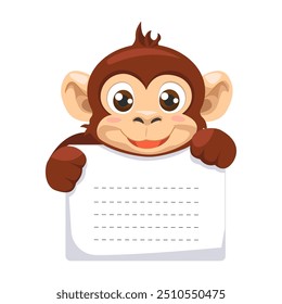 Lista de tareas con mono lindo, Plantilla de los niños para el planificador de notas, etiquetas de regalo, nota, pegatinas, almohadilla de recordatorio, invitaciones, listas de verificación.