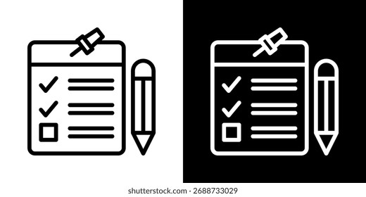 Ícone De Lista De Tarefas Pendentes De Ilustração De Vetor De Estilo Preto-E-Branco De Linha
