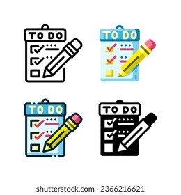 To-do list icon. With outline, glyph, filled outline and flat styles