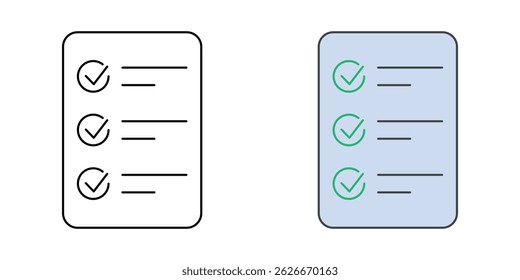 To-do list icon – paper with three checkmarks, representing task tracking, productivity planning, and personal or work-related organization.