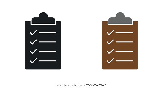 Todo list icon set in black and colored versions.