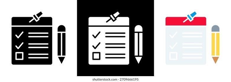 Conjunto de iconos de lista de tareas pendientes Ilustración vectorial de glifos