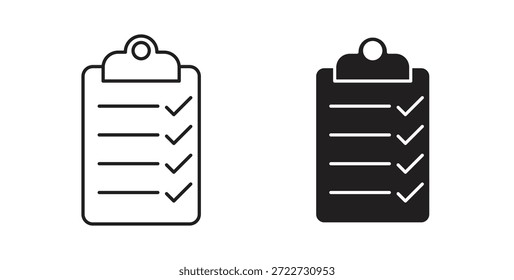 Símbolo de icono de lista de tareas. Vector EPS 10. icono de línea y glifo