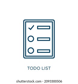 Todo List Icon. Thin Linear Todo List Outline Icon Isolated On White Background. Line Vector Todo List Sign, Symbol For Web And Mobile