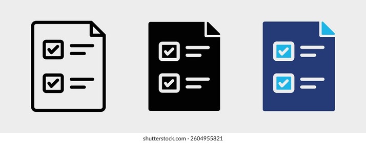 To-do list icon vector. Check list task flat outline, solid symbol icon
