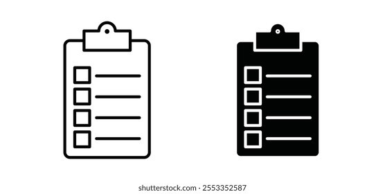 Todo list icons in black filled and outlined style