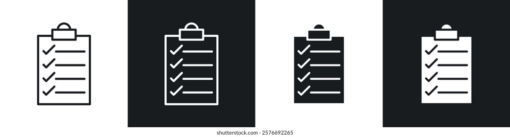 Todo list icons collection in black and white solid and line style