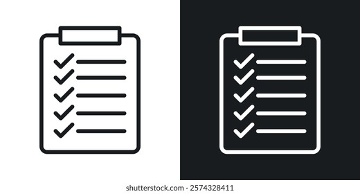 Todo list icons in thin black and white stroke liner style