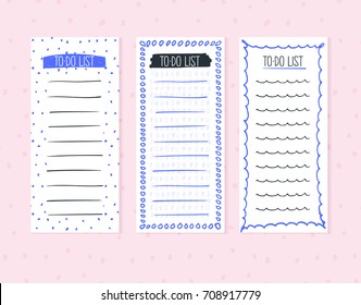 To-do list isolated on an abstract background. Blank lists in vector for daily planning for business, for school, office, shopping, personal affairs
