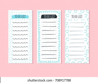 To-do list isolated on an abstract background. Blank lists in vector for daily planning for business, for school, office, shopping, personal affairs