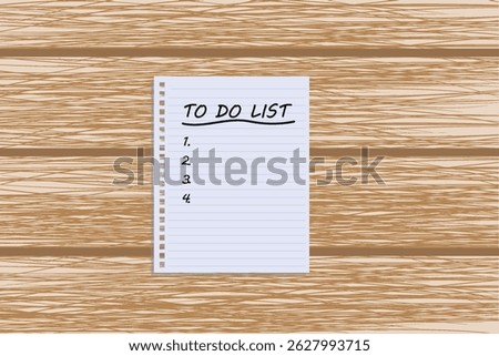 To-do list notepaper checklist on wooden table desk, vector illustration design background