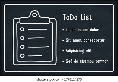 ToDo list on blackboard background with check list icon, vector eps10 illustration