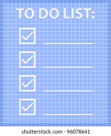 ToDo List on Blue Checked Sheet. Vector Illustration.