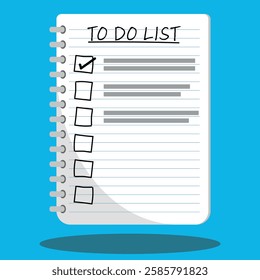 To-do list on a ring notepad, keeping a journal, check list, organiser or questionnaire concept