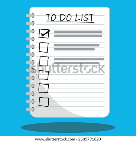 To-do list on a ring notepad, keeping a journal, check list, organiser or questionnaire concept