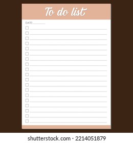 To-do list for organization and planning. Planner. Schedule. School schedule. vector