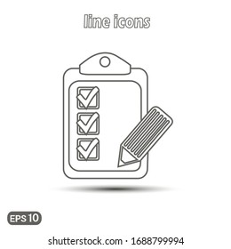 To-do list with pen. Vector linear icon. Modern simple flat icon for website design, logo, application, user interface. Vector EPS10