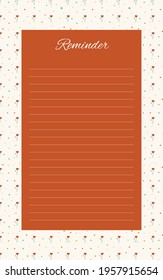 To-do list, set goals, task organizer, shopping list, notes. Bluebells, white flowers on an orange background. Time management