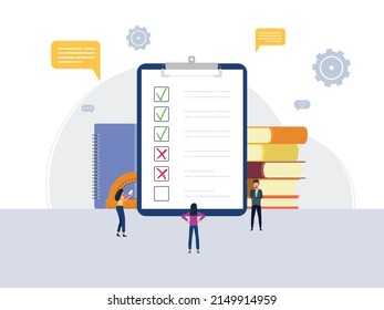 To-do list.Big tablet with checkmarks and crosses.In a flat style.Vector illustration.