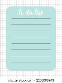 To-do list template, checklist, planner. Fashion planner or organizer. flat vector