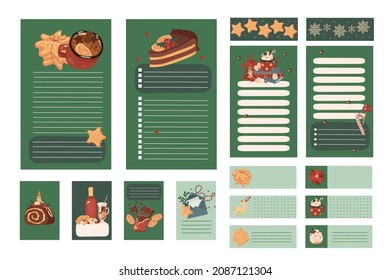 Сhristmas to-do list template. Organizer. Paper sheet. New Year set. Isolated vector colorful element. 