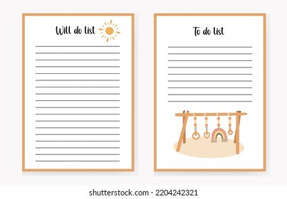 To-do list template and will do list. Notepad for stationery on an isolated background.