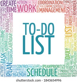 To-do list vector illustration word cloud isolated on a white background.