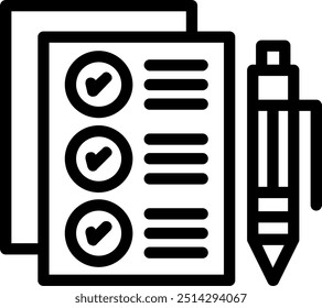 Elemento De Ícone De Linha De Vetor Da Lista De Tarefas Pendentes
