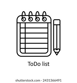 ToDo list vector outline Icon Design illustration. Graphic Design Symbol on White background EPS 10 File