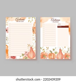 To-do list and Weekly planner with Rose Orange and Pumpkin Autumn 