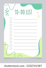 To-do list worksheet design template. Blank printable goal setting sheet. Time management sample. Scheduling page for organizing personal tasks. Amatic SC Bold, Oxygen Regular fonts used