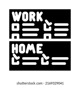 listas de tareas pendientes con separación clara de tareas de trabajo y tareas de vida vector de icono de glifo. listas de tareas pendientes con una clara separación del trabajo y el signo de tareas de vida. ilustración de símbolo aislado