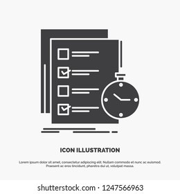 todo, task, list, check, time Icon. glyph vector gray symbol for UI and UX, website or mobile application