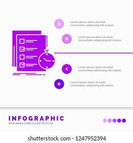 todo, task, list, check, time Infographics Template for Website and Presentation. GLyph Purple icon infographic style vector illustration.