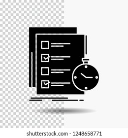 todo, task, list, check, time Glyph Icon on Transparent Background. Black Icon