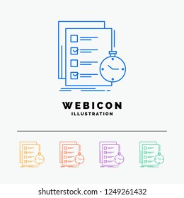 todo, task, list, check, time 5 Color Line Web Icon Template isolated on white. Vector illustration