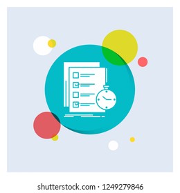 todo, task, list, check, time White Glyph Icon colorful Circle Background