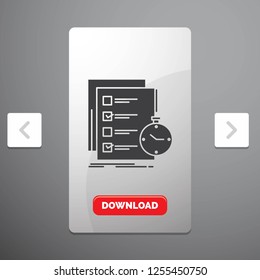 todo, task, list, check, time Glyph Icon in Carousal Pagination Slider Design & Red Download Button