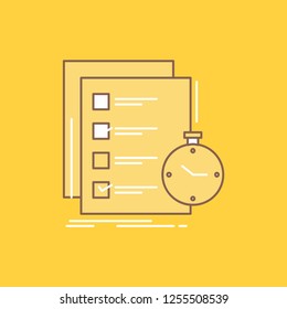 todo, task, list, check, time Flat Line Filled Icon. Beautiful Logo button over yellow background for UI and UX, website or mobile application