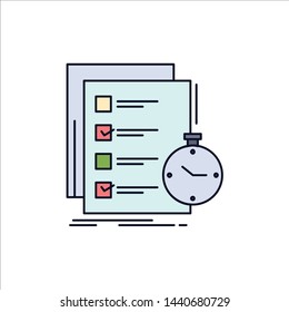 todo, task, list, check, time Flat Color Icon Vector