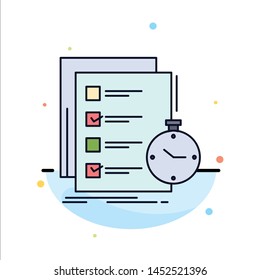 todo, task, list, check, time Flat Color Icon Vector