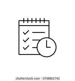 todo, tasks icon in flat black line style, isolated on white background 