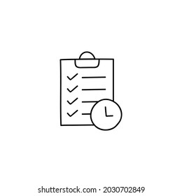 todo, tasks icon in flat black line style, isolated on white background 