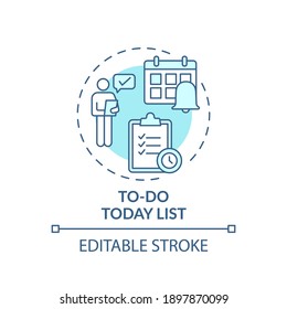 To-do today list concept icon. Fighting procrastination idea thin line illustration. Organizing and prioritising tasks. Using checklist. Vector isolated outline RGB color drawing. Editable stroke