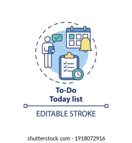 To-do today list concept icon. Fighting procrastination idea thin line illustration. Organizing and prioritising tasks. Strategic scheduling. Vector isolated outline RGB color drawing. Editable stroke