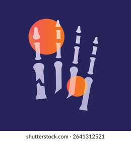 toe fracture glassmorphism illustration. Transparency blur elements. Ui layered design. Vector isolated element. 