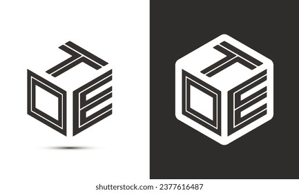 TOE letter logo design with illustrator cube logo, vector logo modern alphabet font overlap style. Premium Business logo icon. White color on black background